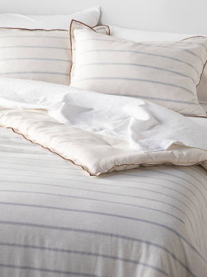 Tick Stripe With Contrast Hem Comforter & Sham Set Light Blue - Hearth & Hand™ With Magnolia