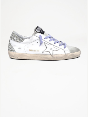 Golden Goose Super-star Leather Upper Suede Toe Laminated Star Glitter Spur