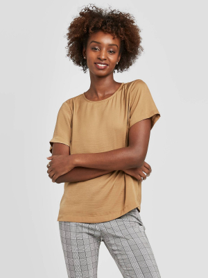 Women's Short Sleeve Round Neck Satin T-shirt - A New Day™