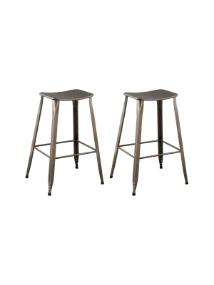 Set Of 2 Saddle Seat 29" Barstool Steel - Ace Bayou