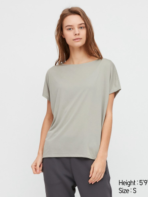 Women Drape Crew Neck Short-sleeve T-shirt