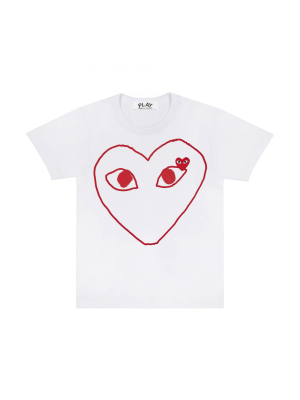 Comme Des Garçons Play S/s Tee Shirt W/large Outline Heart