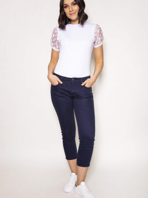 Straight Crop Chino Jeans In Navy