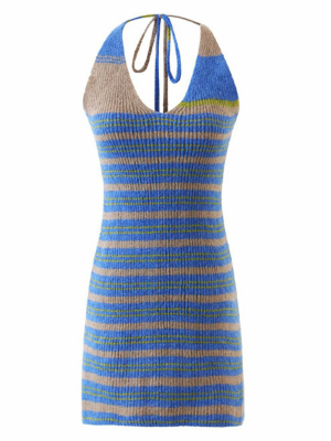 'eleanor' Halter-neck Striped Knitted Mini Dress