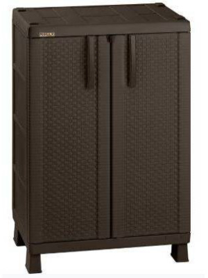 Resin Rattan Compact Cabinet Brown - Inval