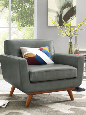 Queen Mary Smoke Grey Leather Armchair