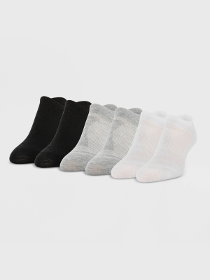 All Pro Women's Perfect Heel Forming Fit 6pk Liner Athletic Socks - White/gray/black 4-10