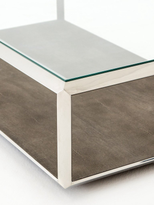 Shagreen Shadow Box Coffee Table - Stainless Steel