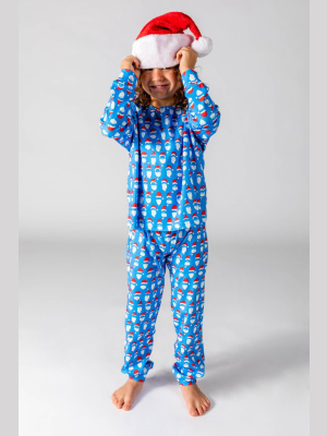 The 50 Shades Of Santa | Big Kid Unisex Blue Christmas Pajamas
