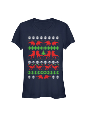 Junior's Jurassic World Ugly Christmas T.rex T-shirt