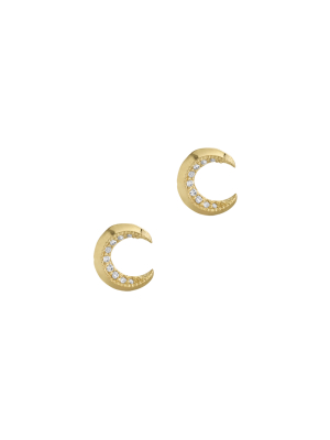 Pavé Crescent Studs