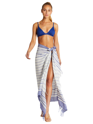 Vitamin A Aluna Organic Cotton Beach Wrap In Blue And White