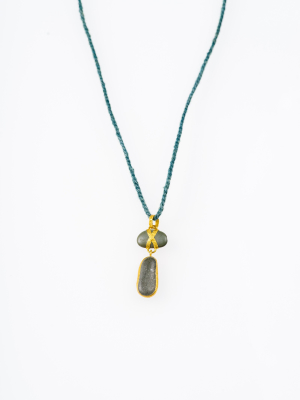 Double Drop Stone Pendant In Gold