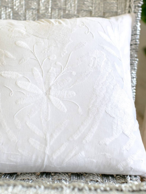 Tenango Embroidered Pillow Cover - White