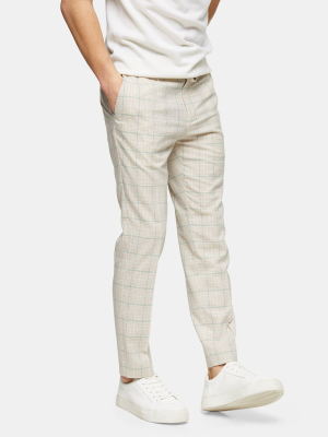 Neutral Mint Check Skinny Sweatpants