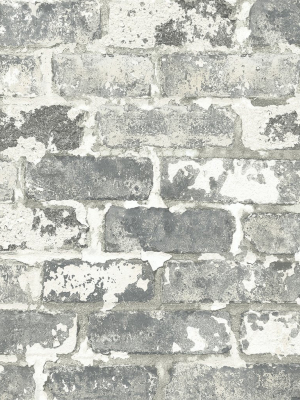 Weathered Grey Brick Peel-and-stick Wallpaper By Nextwall