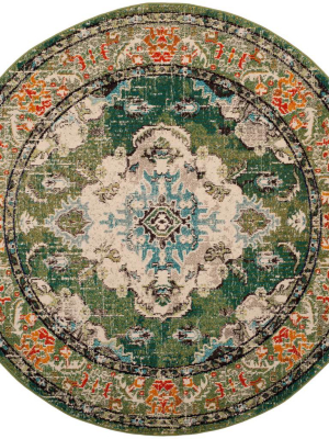 Monaco Forest Green/light Blue Round Rug