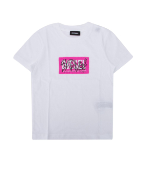 Diesel Kids Logo Print Crewneck T-shirt