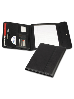 Samsill Professional Tri-fold Padfolio W/calculator Writing Pad Vinyl Black 70890