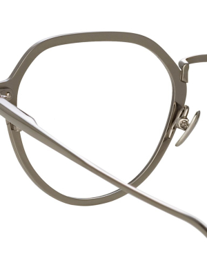 Axel Angular Optical Frame In White Gold And Black