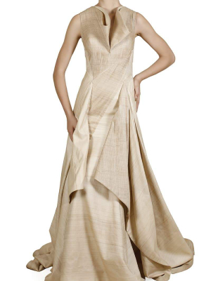 Panlled & Draped Gown