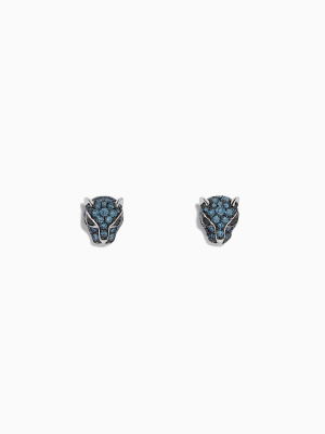 Effy Signature 14k White Gold Blue Diamond Mini Panther Earrings, 0.55 Tcw