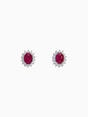 Effy Ruby Royale 14k White Gold Ruby And Diamond Earrings, 3.26 Tcw