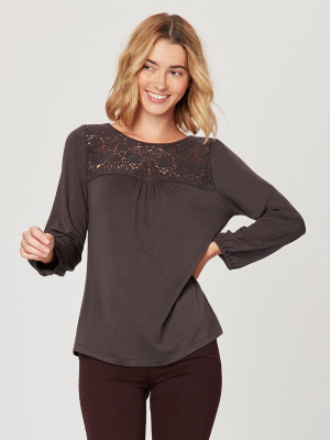 Sevyn Knit Blouse With Lace