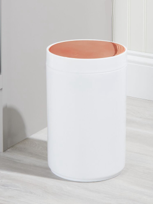 Mdesign Plastic Small Round Trash Can Wastebasket, Swing Lid