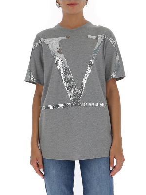 Valentino Sequin-embellished Logo T-shirt