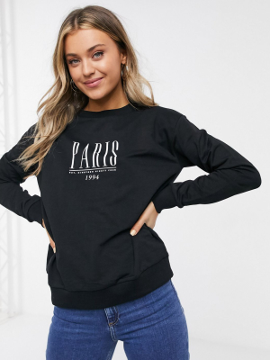 Asos Design Sweatshirt With Paris Print