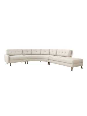 Interlude Home Aventura Right Chaise 3 Piece Sectional - Ivory