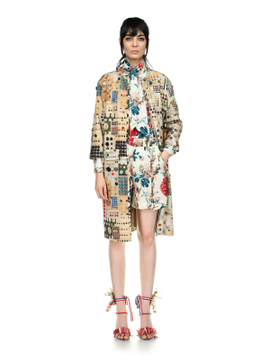 'button Card Shoppe' Duster Coat With Button Embellishment