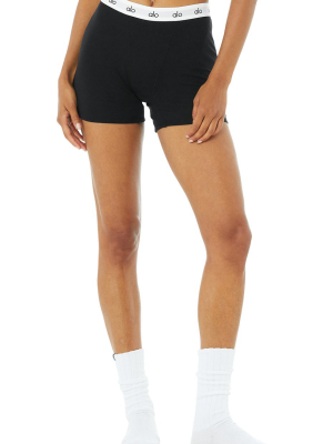 Icon Ribbed Boyshort - Black