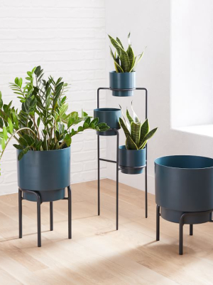 Two-tone Metal Planter And Stand