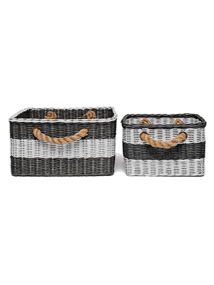 Pigeon & Poodle Nantucket Basket Set - Gray And White