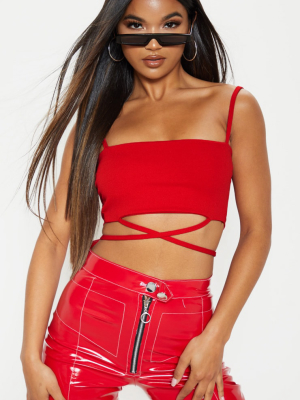 Red Strap Crop Top