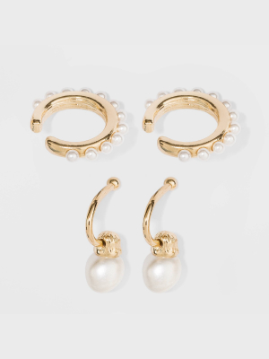 Sugarfix By Baublebar Delicate Pearl Earring Set - White/gold