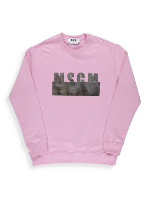 Msgm Metallic Logo Print Sweatshirt