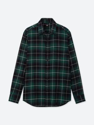 Men Flannel Checked Long-sleeve Shirt