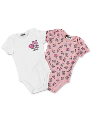 Moschino Kids Two-pack Teddy Bear Printed Babygrow Set