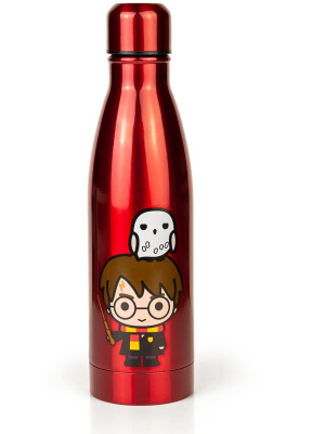 Seven20 Harry Potter & Hedwig Chibi Characters Aluminum Water Bottle | Holds 17 Ounces