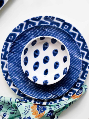 Vietri Viva Santorini Dot Cocktail Plate - Blue & White