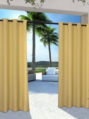 Set Of 2 96"x54" Solid Cabana Grommet Top Light Filtering Curtain Panel Yellow - Exclusive Home