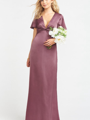 Rome Twist Gown ~ Dusty Plum Luxe Satin