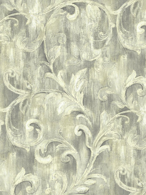 Painterly Acanthus Wallpaper In Antique Luster From The Nouveau Collection By Wallquest