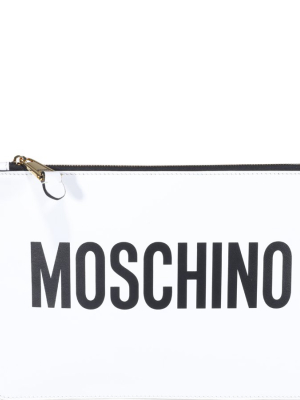 Moschino Logo Printed Clutch Bag