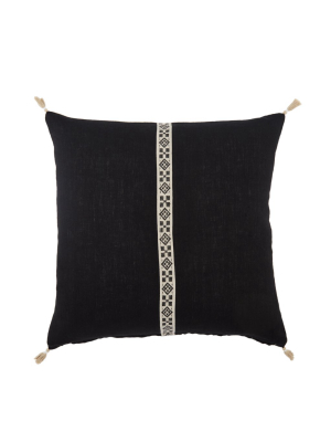 Jaipur Living Loma Tribal Black/ Ivory Down Throw Pillow 22 Inch