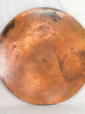 Hammered Copper Round Tabletop - Natural W/ Spots
