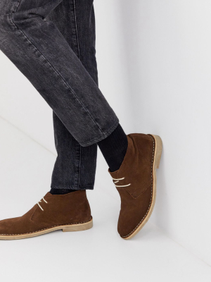 Asos Design Desert Chukka Boots In Brown Suede